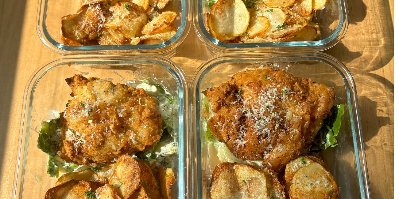 Fried chicken Caesar salad with Truffle Parmesan Chips – The Ultimate Meal
