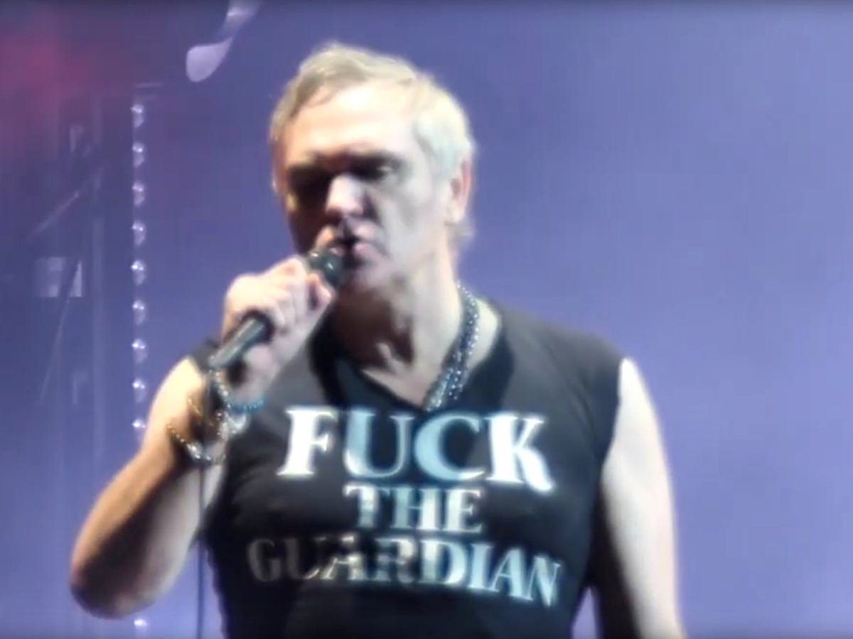 Morrissey performs in LA wearing explicit anti-Guardian vest | Morrissey |  The Guardian