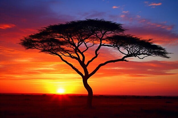 African Savannah Sunset | Premium AI-generated image