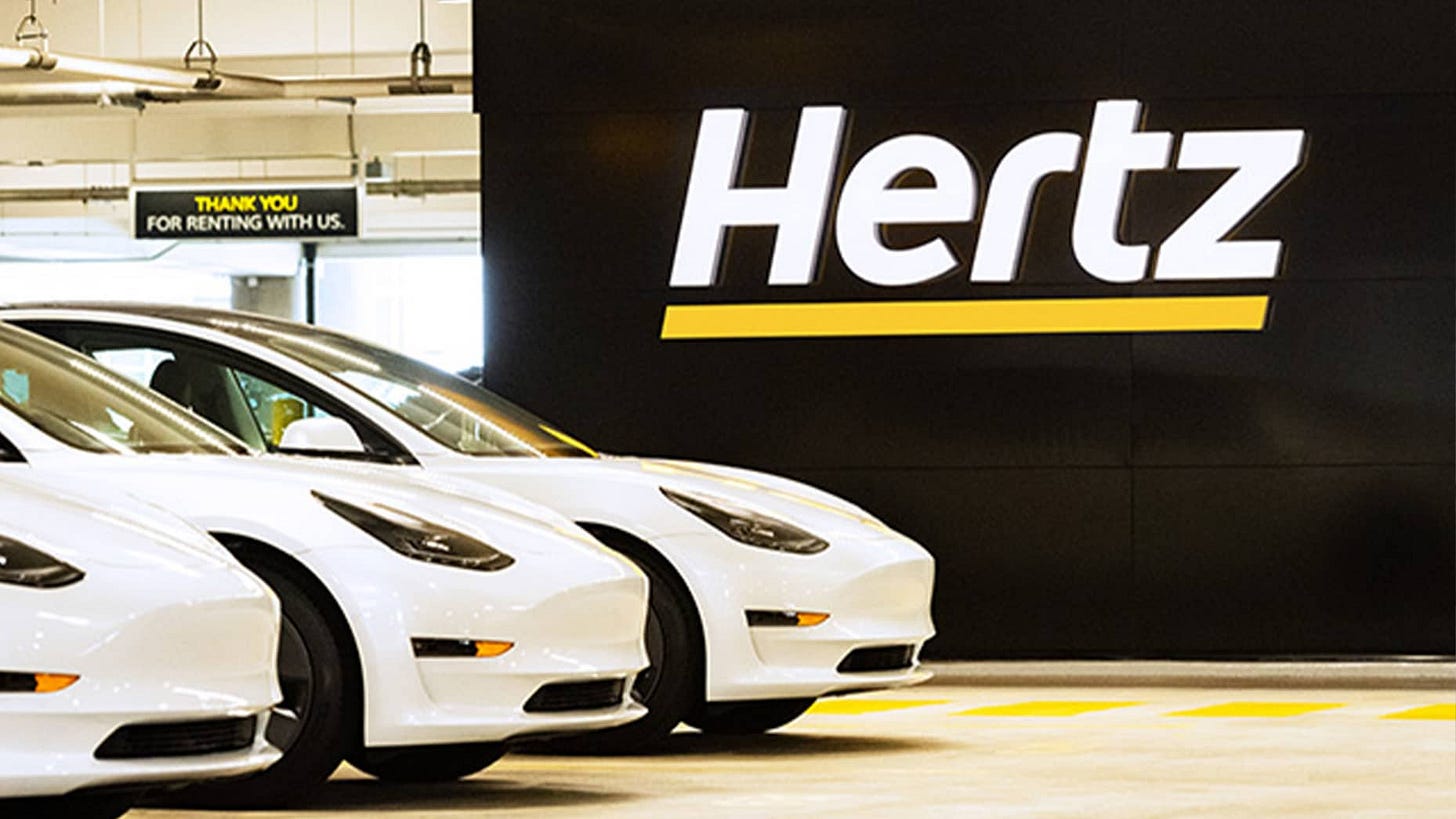 Tesla cars in Hertz rental fleet