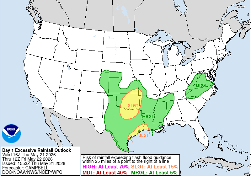 Day 1 Excessive Rainfall Forecast