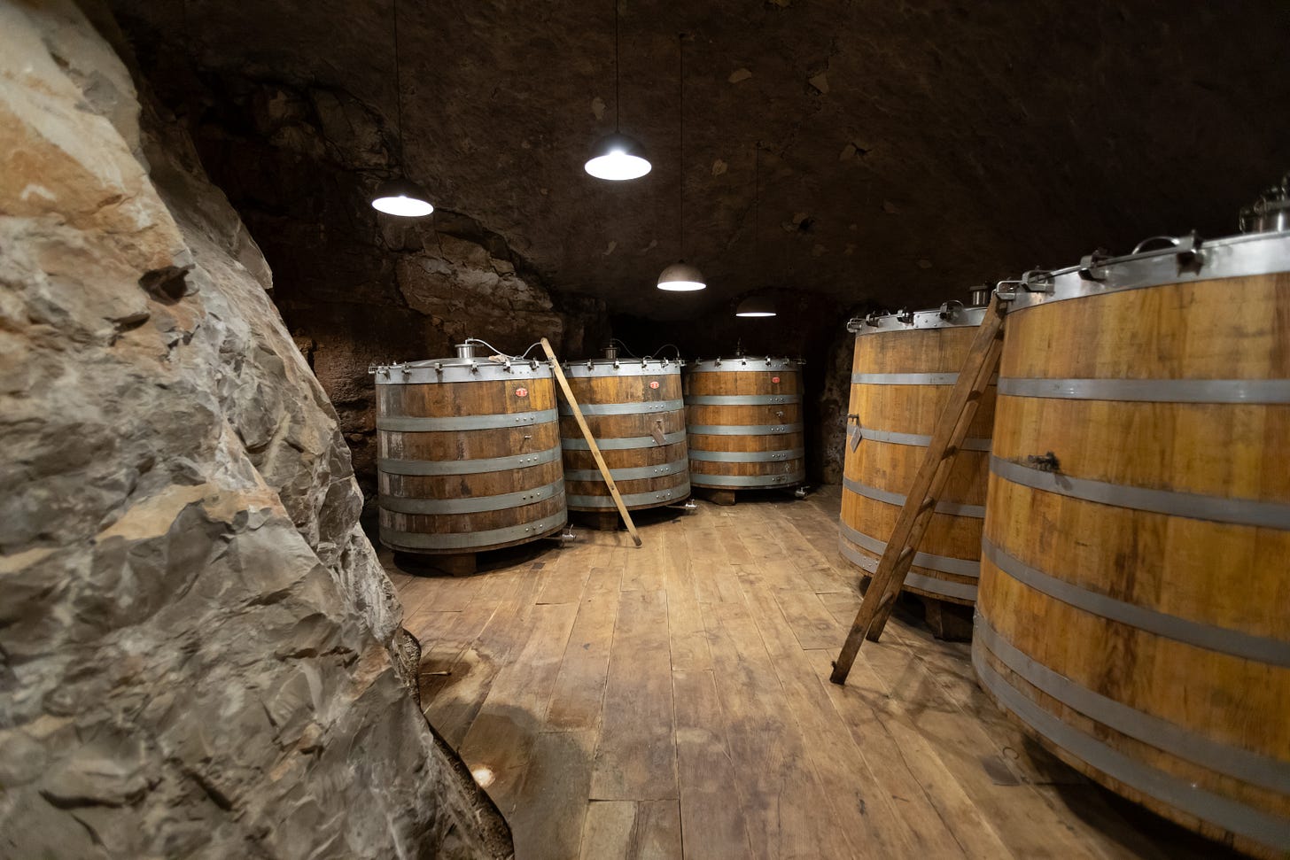 Oak fermenters in one of the new caverns at Škerk. Photo Jaka Jeraša Oak fermenters in one of the new caverns at Škerk. Photo Jaka Jeraša