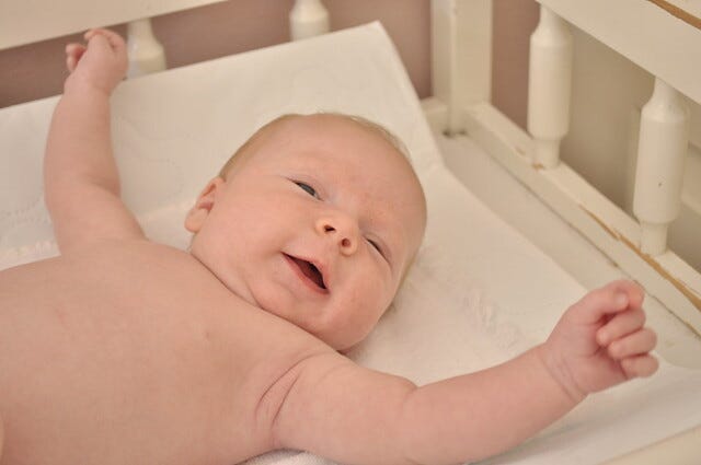 Happy on the changing table 6 weeks old