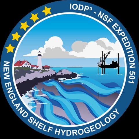 Logo for the New England Shelf Hydrogeology Expedition 501. Logo for the New England Shelf Hydrogeology Expedition 501.
