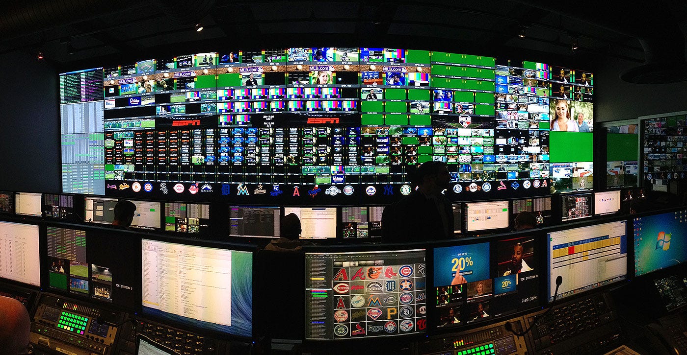 Photo of screens inside MLB's Replay Center. Photo of screens inside MLB's Replay Center.