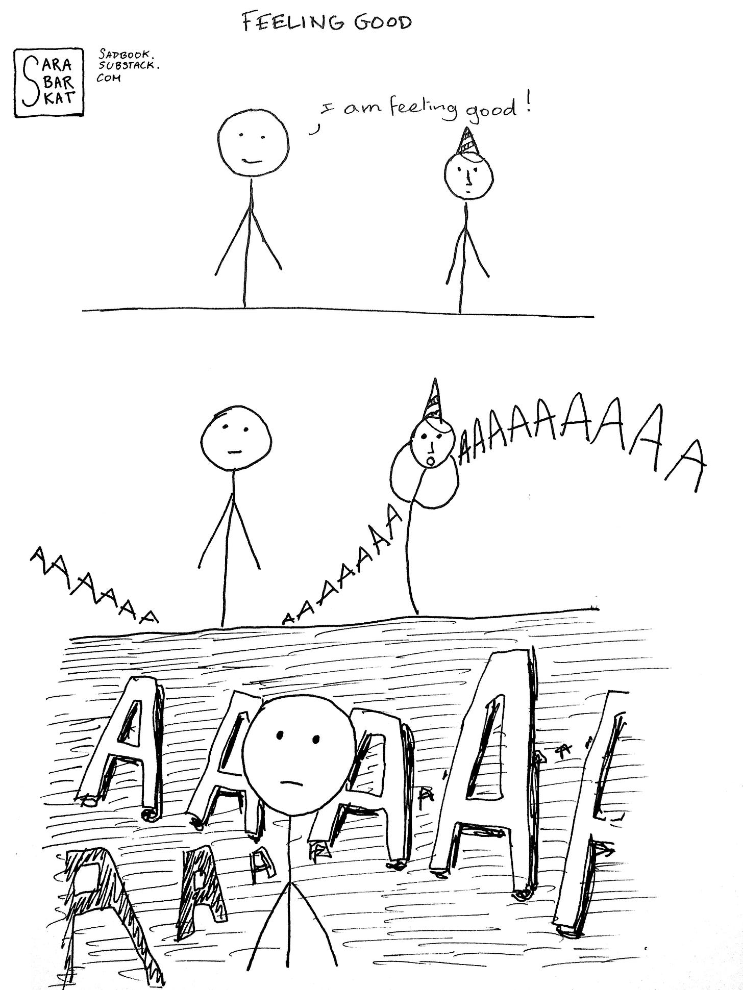 i'm feeling good aaaaaah sadbook funny comic stick figure