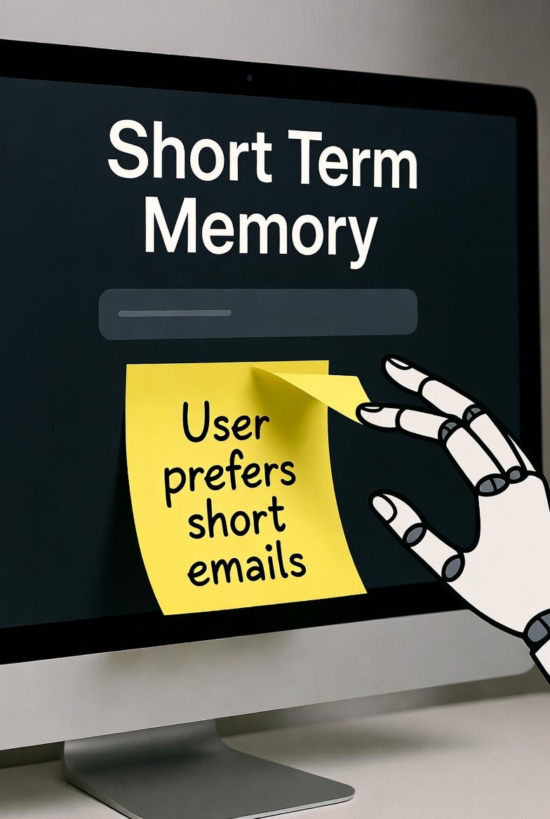 A computer monitor with a yellow sticky note attached to the frame, illustrating the fragility and temporary nature of AI context compared to long-term memory. A computer monitor with a yellow sticky note attached to the frame, illustrating the fragility and temporary nature of AI context compared to long-term memory.