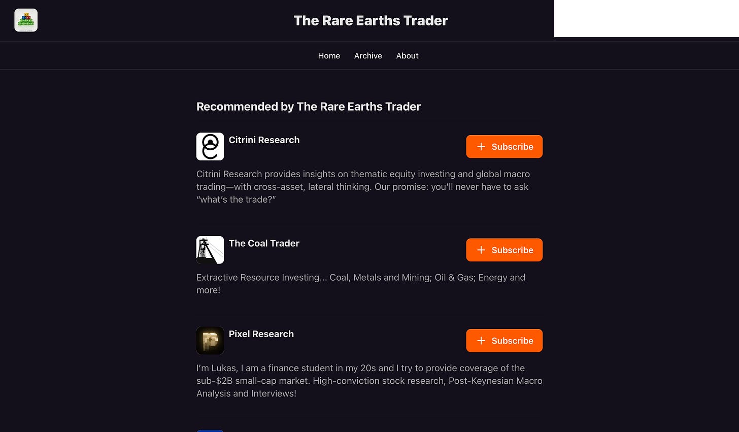 Recommendations of The Rare Earths Trader Recommendations of The Rare Earths Trader