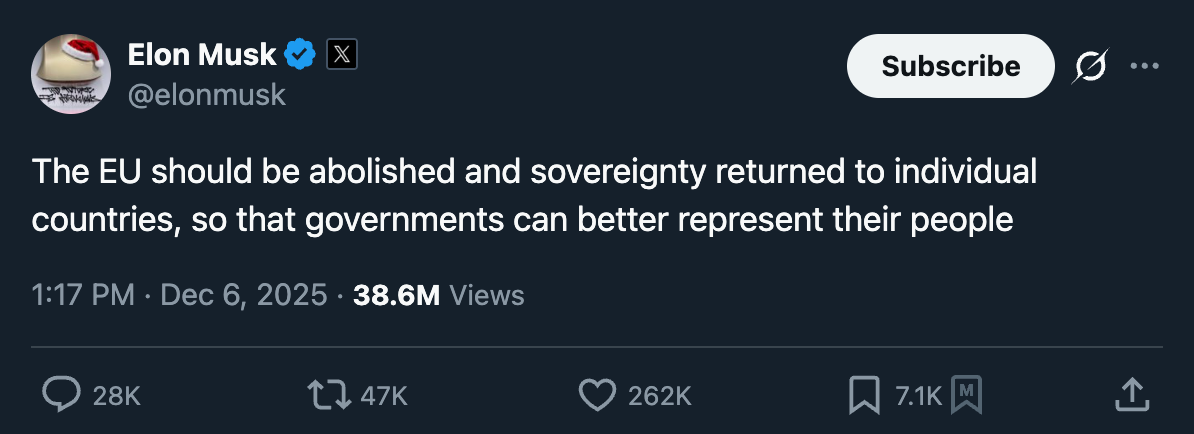 The EU should be abolished and sovereignty returned to individual countries, so that governments can better represent their people.
