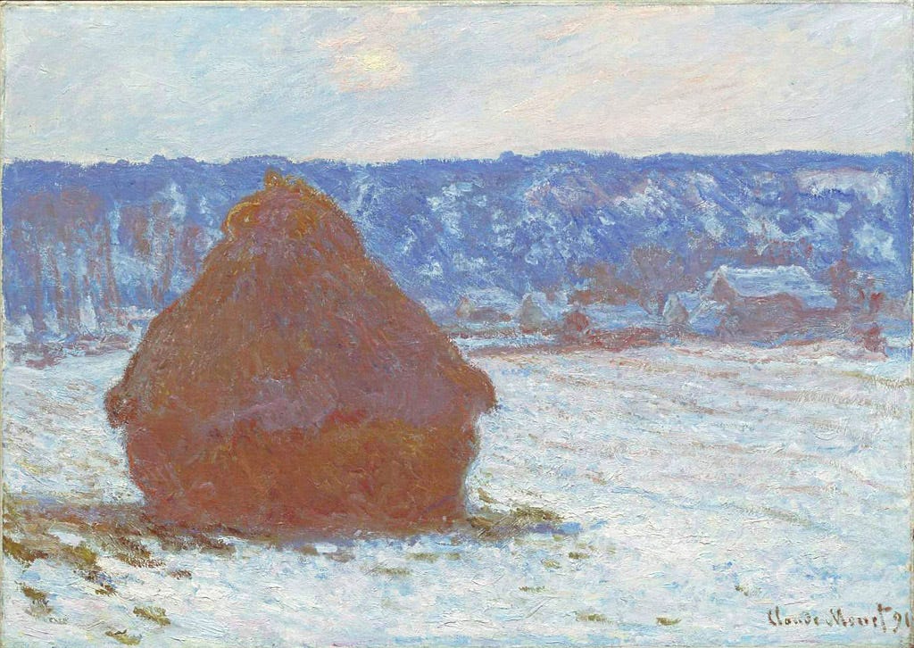 Monet stack of wheat snow effect Monet stack of wheat snow effect