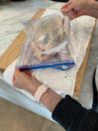 Dry brining in a sealable bag Dry brining in a sealable bag