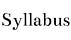 Syllabus