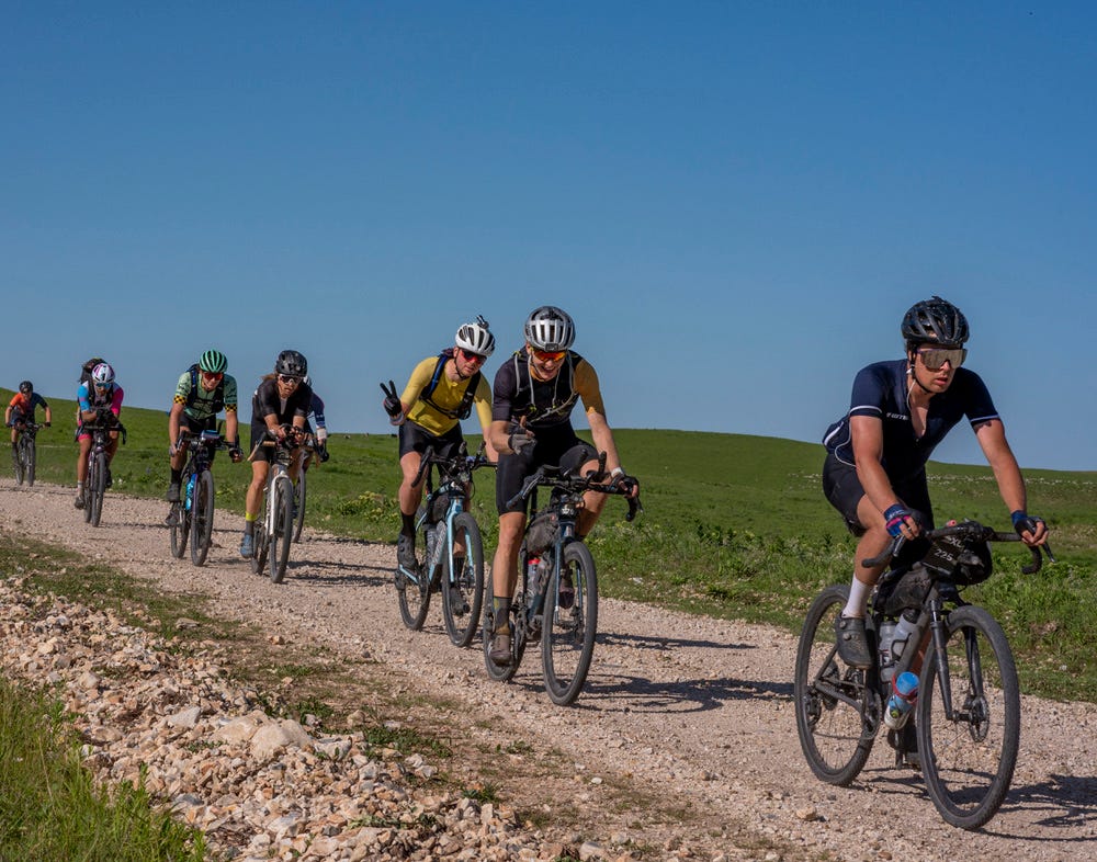 photo of group of riders in a gravel race