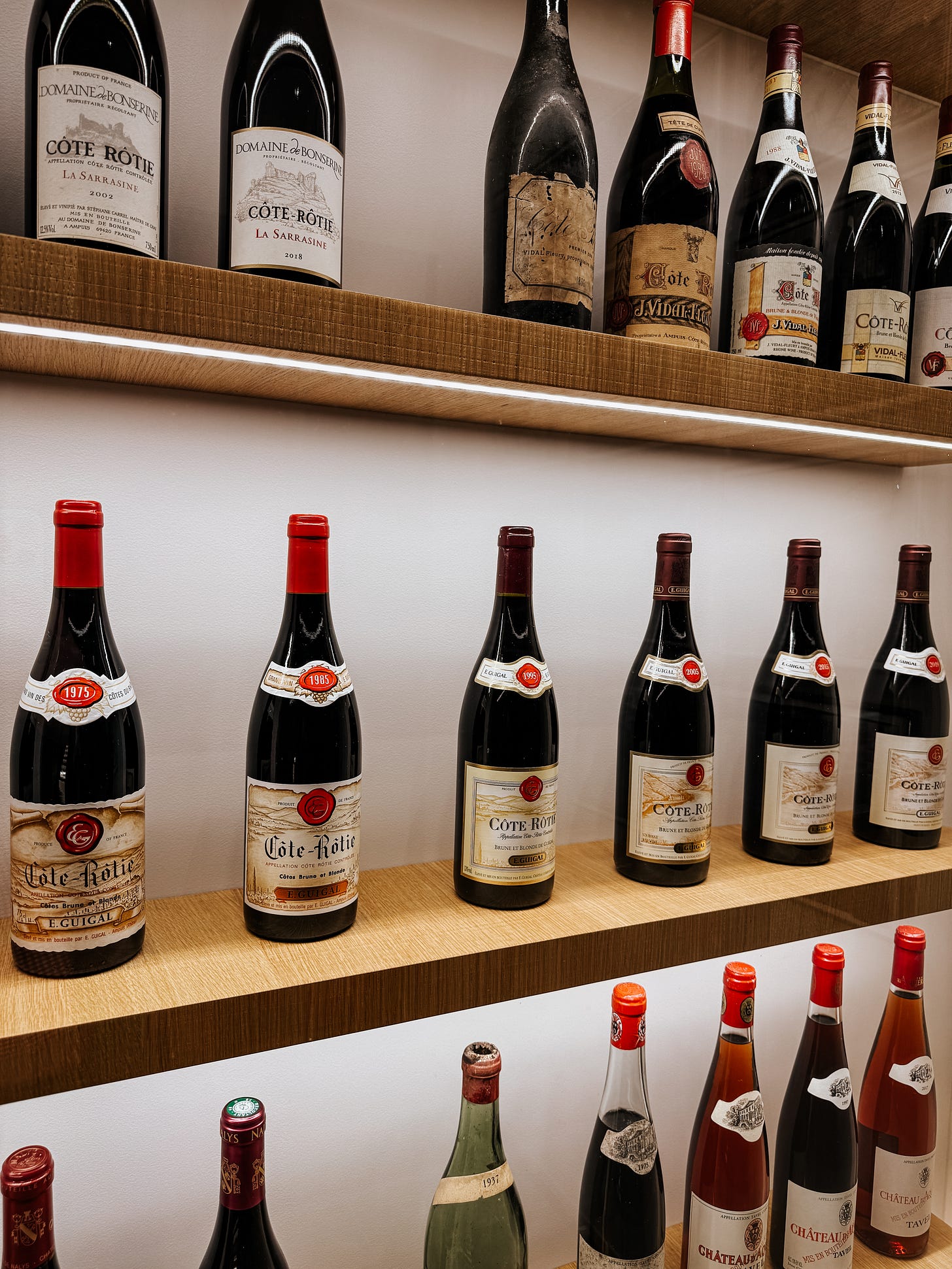 Lots of old bottles at E.guigal museum in the Rhone