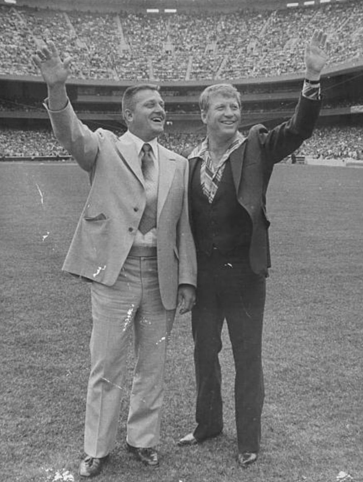 Mantle and Maris greet the crowd on April 13, 1978.