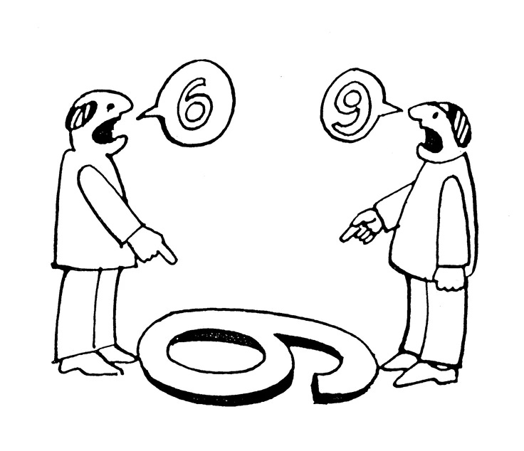 This may contain: two men are talking to each other about the number six This may contain: two men are talking to each other about the number six