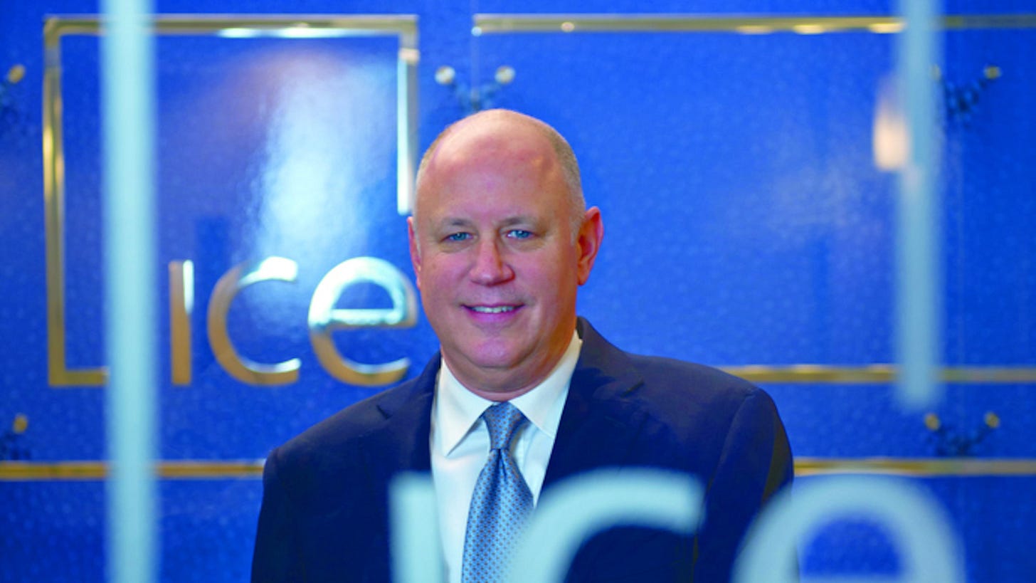 Jeffrey Sprecher, CEO of the Atlanta securities market owner Intercontinental Exchange (ICE), saw a slight dip in pay last year even as the company’s strong growth continued. PHOTO: ICE