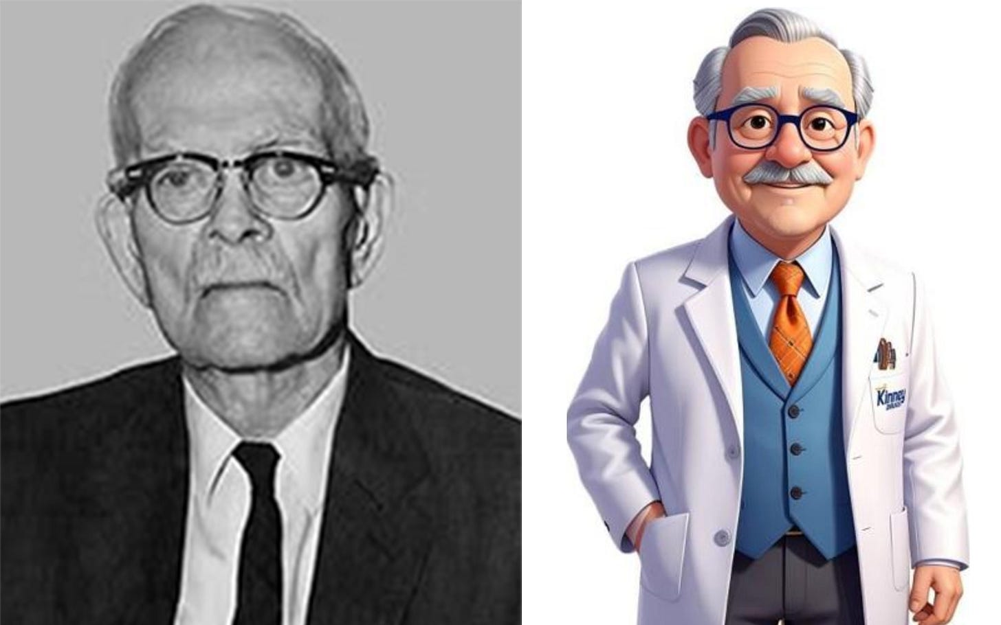 Burt Kinney (left) and Burt the AI assistant (right)