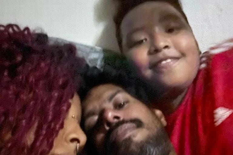 Nadia with her fiancée, Devon, and her son, Emari Nadia with her fiancée, Devon, and her son, Emari