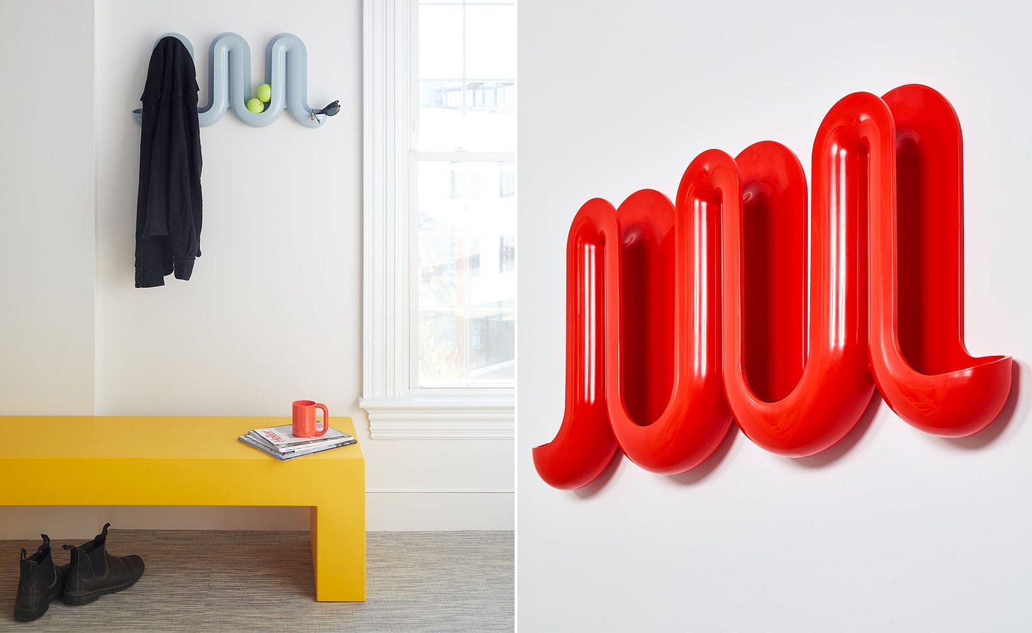 Swell Wall Catchall by Anna Dawson – Sculptural Organizer & Hanger Red Orange