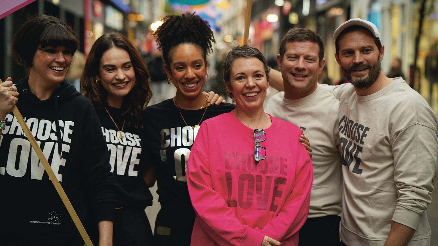 Behind the till with Olivia Colman at Choose Love's pop-up ...