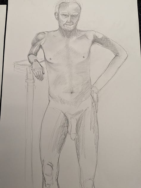 life drawing of nude male cynon valley cardiff