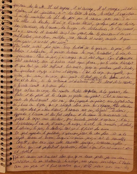 Page manuscrite et intuitive de L'Envol, Lucie Aidart