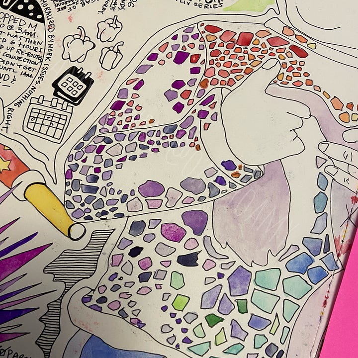 Images of icons on illustrated journal pages