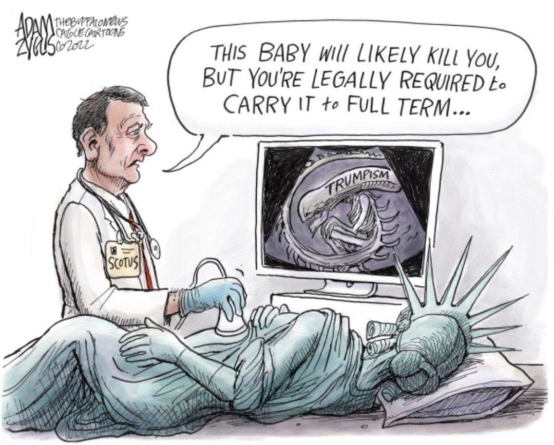 May be an image of ‎text that says '‎ADA Heueu ZlStozour oEC CGLECARTINNG MTHOBUTTHONENS CAGLECA ဟတ2တလ THIS BABy Will LIKELY KILL YOU, BUT YOU'RE LEGALLY REQUIRED to CARRY to FULL TERM... SCOTUS TRUMPISIN מבקנה M‎'‎