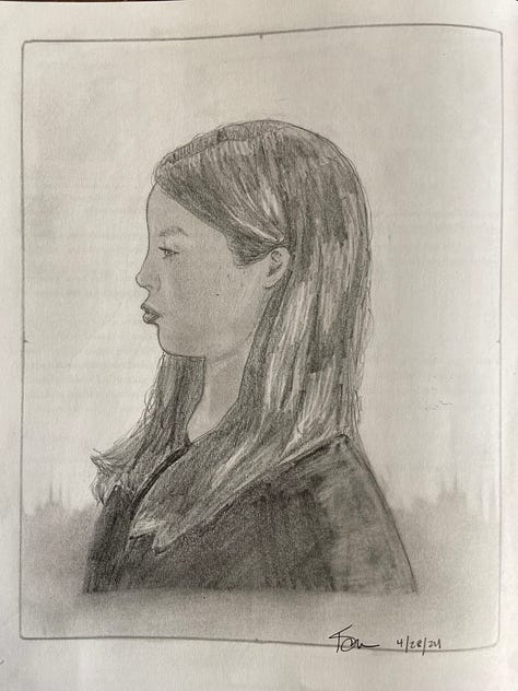 pencil drawings from exercises in Drawing on the Right Side of the Brain
