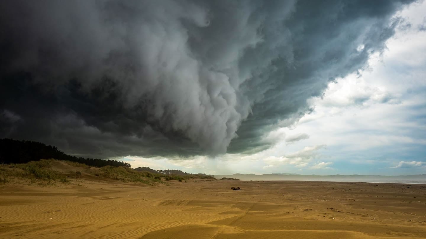 This thunderstorm over Te Paerahi Beach in Pōrangahau on Saturday was a beauty. A showery week is set to follow it. Photo / Paul Taylor This thunderstorm over Te Paerahi Beach in Pōrangahau on Saturday was a beauty. A showery week is set to follow it. Photo / Paul Taylor