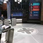 Image actuelle : Plateau du dernier débat des chefs à Radio-Canada lors des élections québécoises de 2026