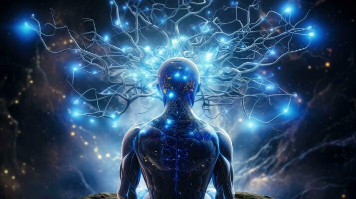 Illustration of thought energy . Head of person and neural network of brain  with a problematic areas, Psychic waves concept, Generative AI illustration  26748423 Stock Photo at Vecteezy