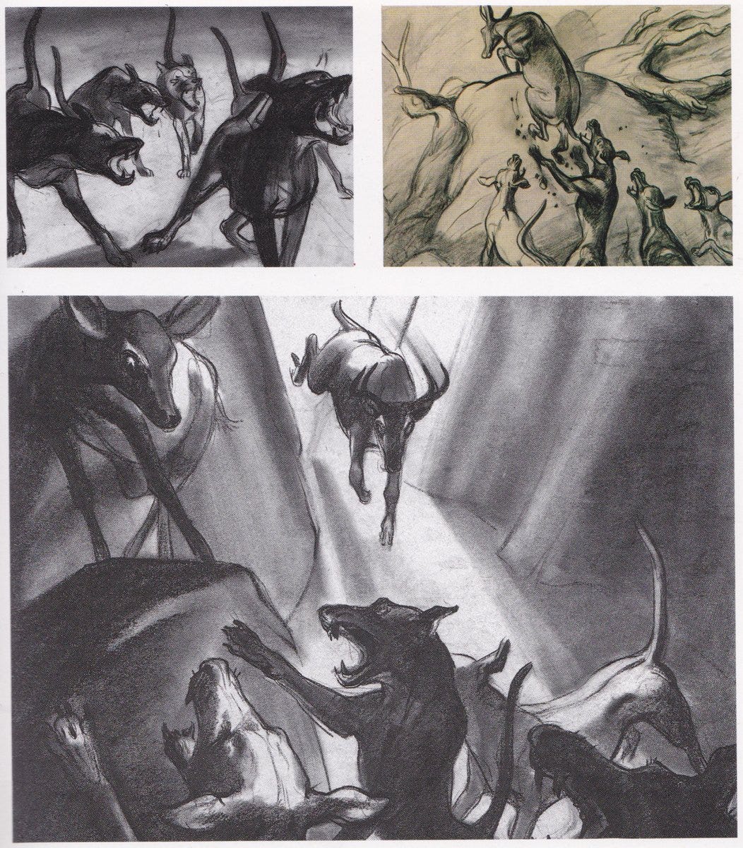 Danger in the Woods on X: "Retta Scott Bambi concept art ...