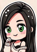 Kawaii style girl with brown hair and green eyes