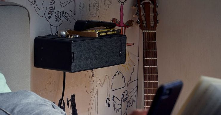 Symfonisk bookshelf speaker on a graffiti decorated bedroom  47cbcb3e1b5a939f98fbdf6d3ba22802