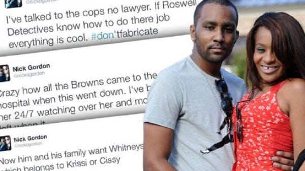nick gordon uses twitter to lash out at Houston Brown family nick gordon uses twitter to lash out at Houston Brown family