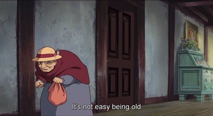 Howls moving castle its not easy being old | Howl's moving castle quotes  funny, Howl's moving