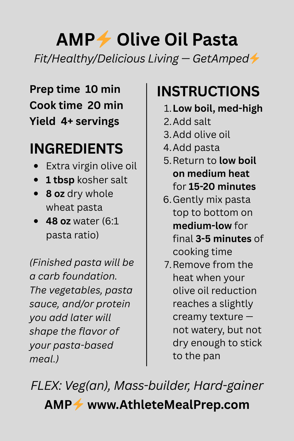 rotini AMP⚡️ pasta oilve oil reduction vegan homemade made with herbs and garlic vegan