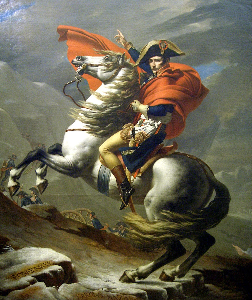 Jacques Louis David, Napoleon Crossing the Alps, 1801 Jacques Louis David, Napoleon Crossing the Alps, 1801