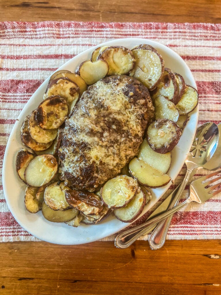 French Onion Meatloaf a healthy Good and Good for You™ recipe by chef Virginia Willis on virginiawillis.com