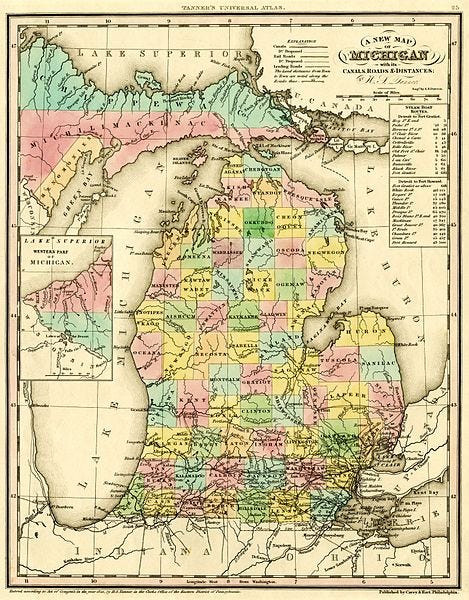 File:1842 A new map of Michigan with its canals roads distances by H.S. Tanner.jpg