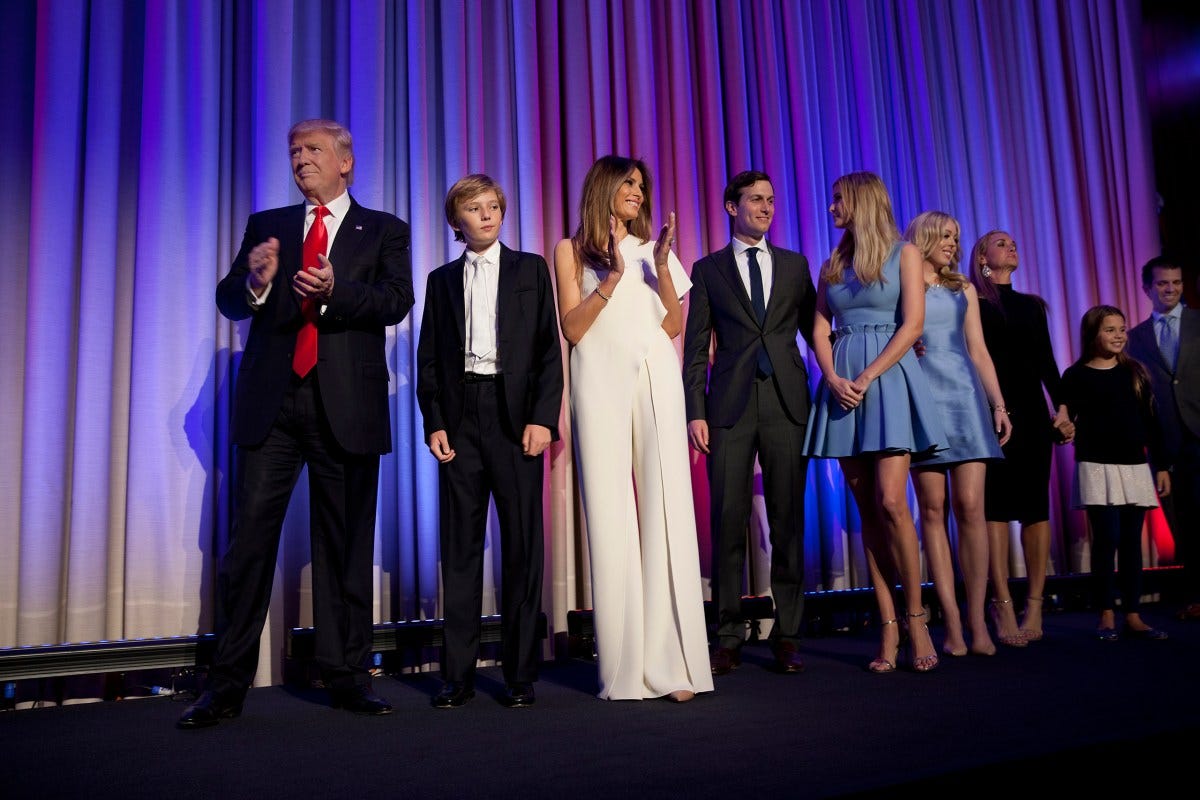 Donald Trump is joined onstage by his family at his election Victory Party in Manhattan, New York, November 9, 2016. Donald Trump is joined onstage by his family at his election Victory Party in Manhattan, New York, November 9, 2016.