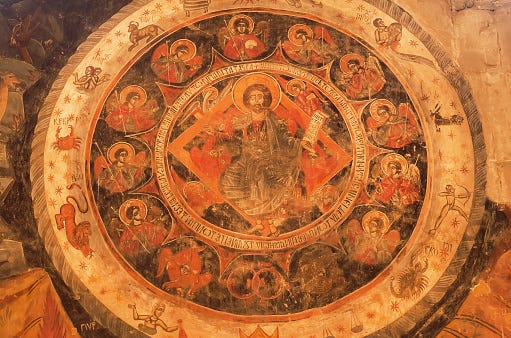 Jesus Christ And Zodiac Signs On Ancient Wall Fresco Of Svetitskhoveli  Cathedral Unesco Heritage Site Stock Photo - Download Image Now - iStock
