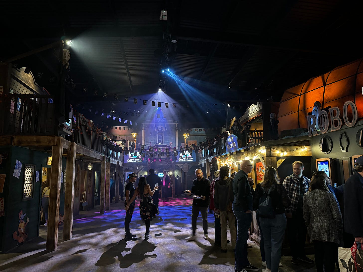 Dark indoor wild west town