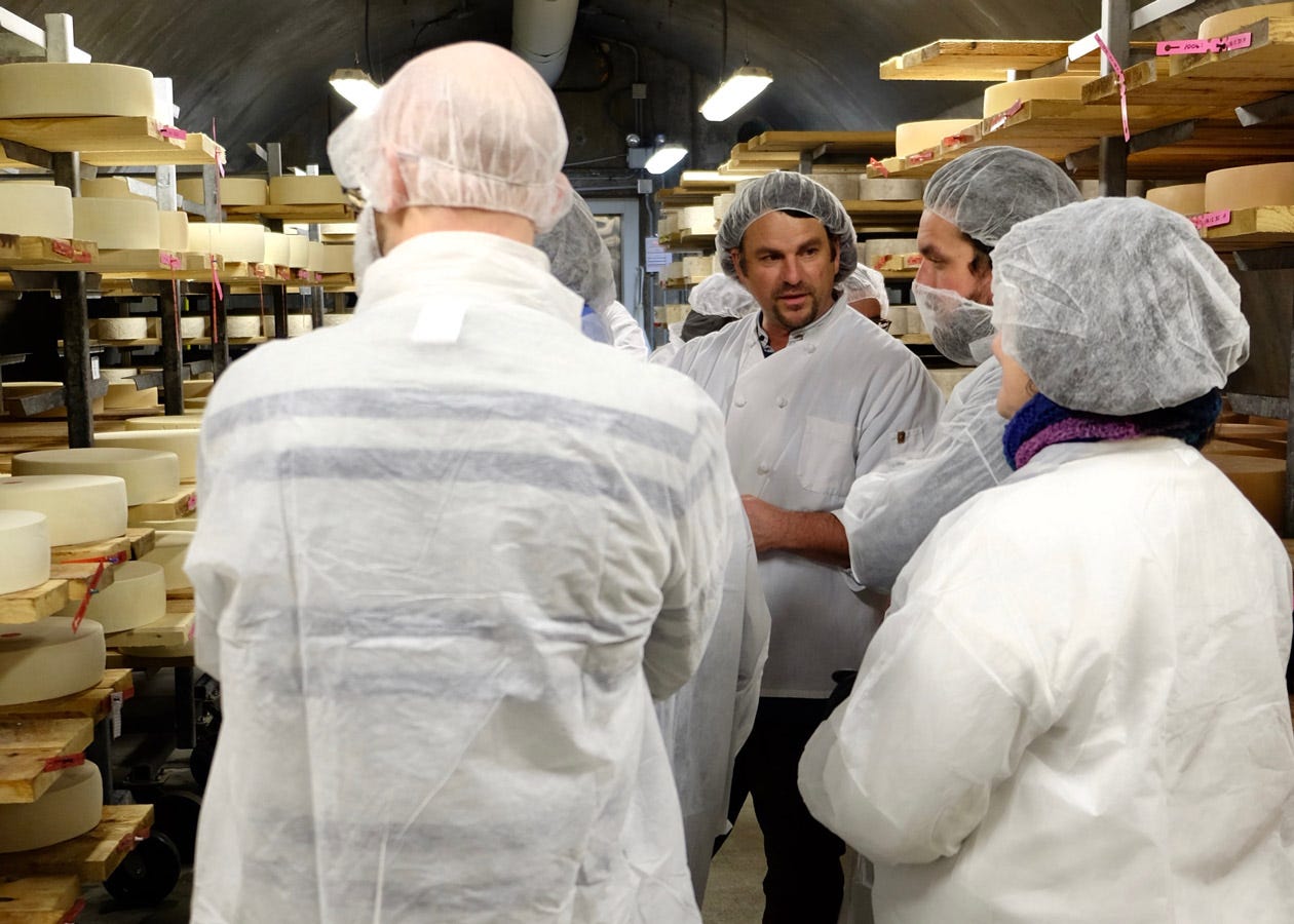 Mateo Kehler leading a tour at Cellars at Jasper Hill