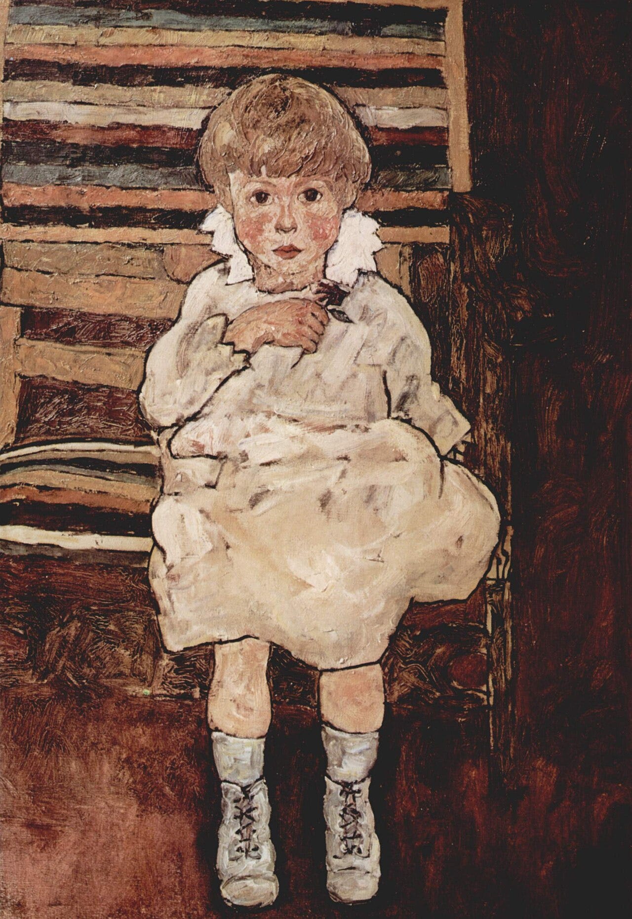 Schiele portrait of a seated child