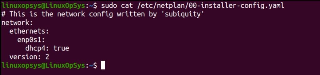 example netplan config file