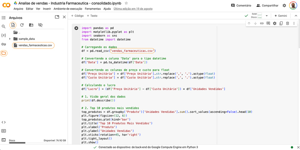 Fazendo Upload do Arquivo CSV no Colab Fazendo Upload do Arquivo CSV no Colab