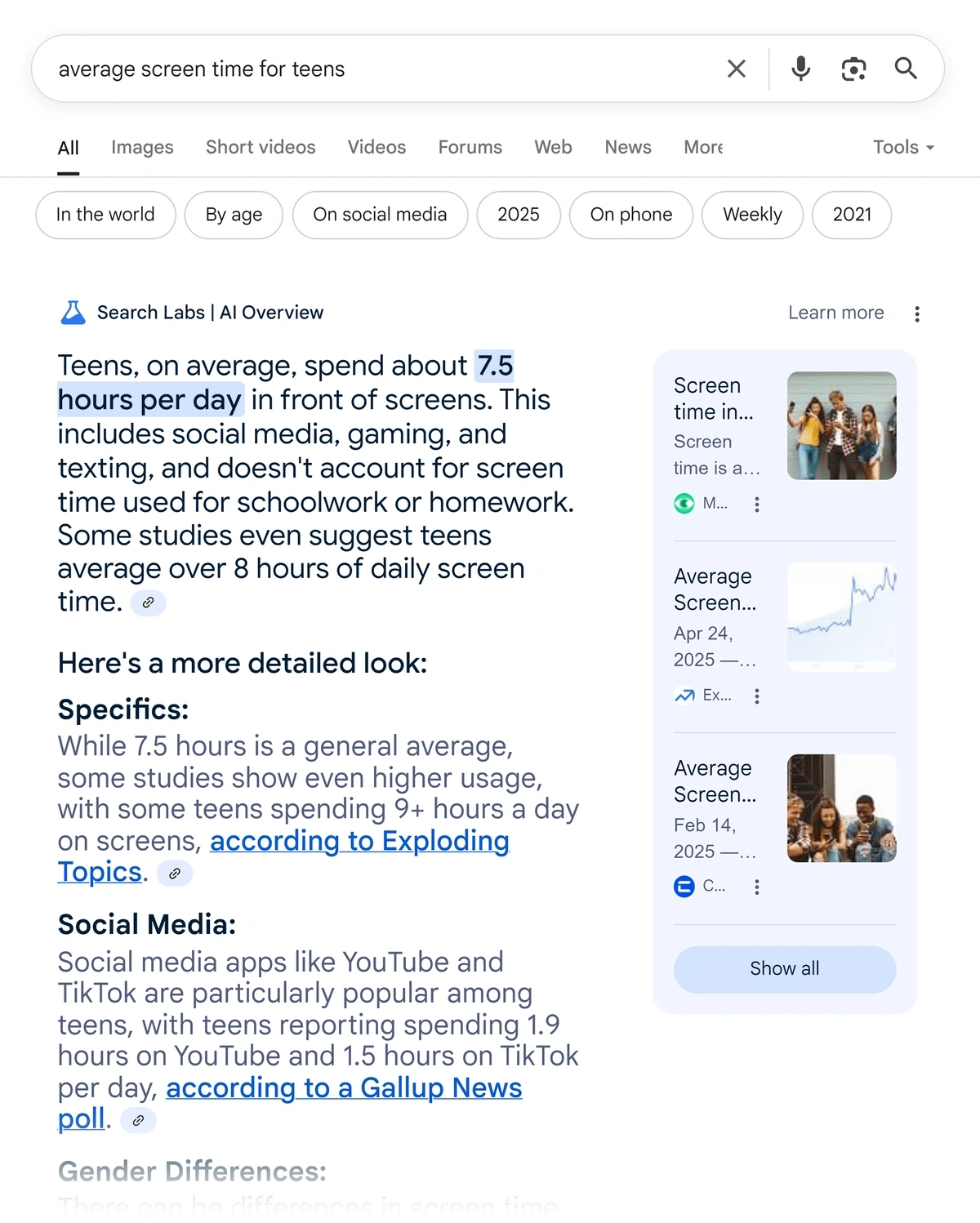 Exploding Topics cited in an AI Overview